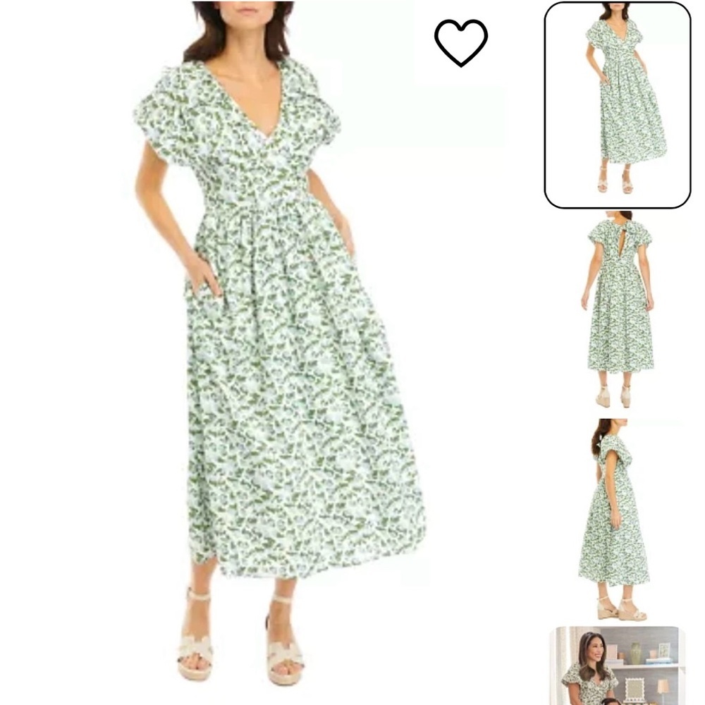 Crown & Ivy X Society Social Sz 10 Floral Green Maxi Dress